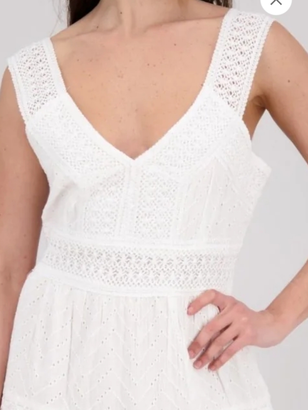 Bigg Bull Lace Tiered Midi Dress Sleeveless White SzS Fairy Summer Bohemian - Picture 15 of 16